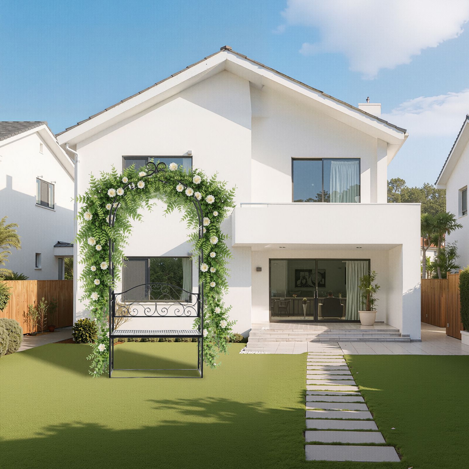 ガーデンベンチ 2人掛け ガーデンアーチ ローズアーチ 園芸