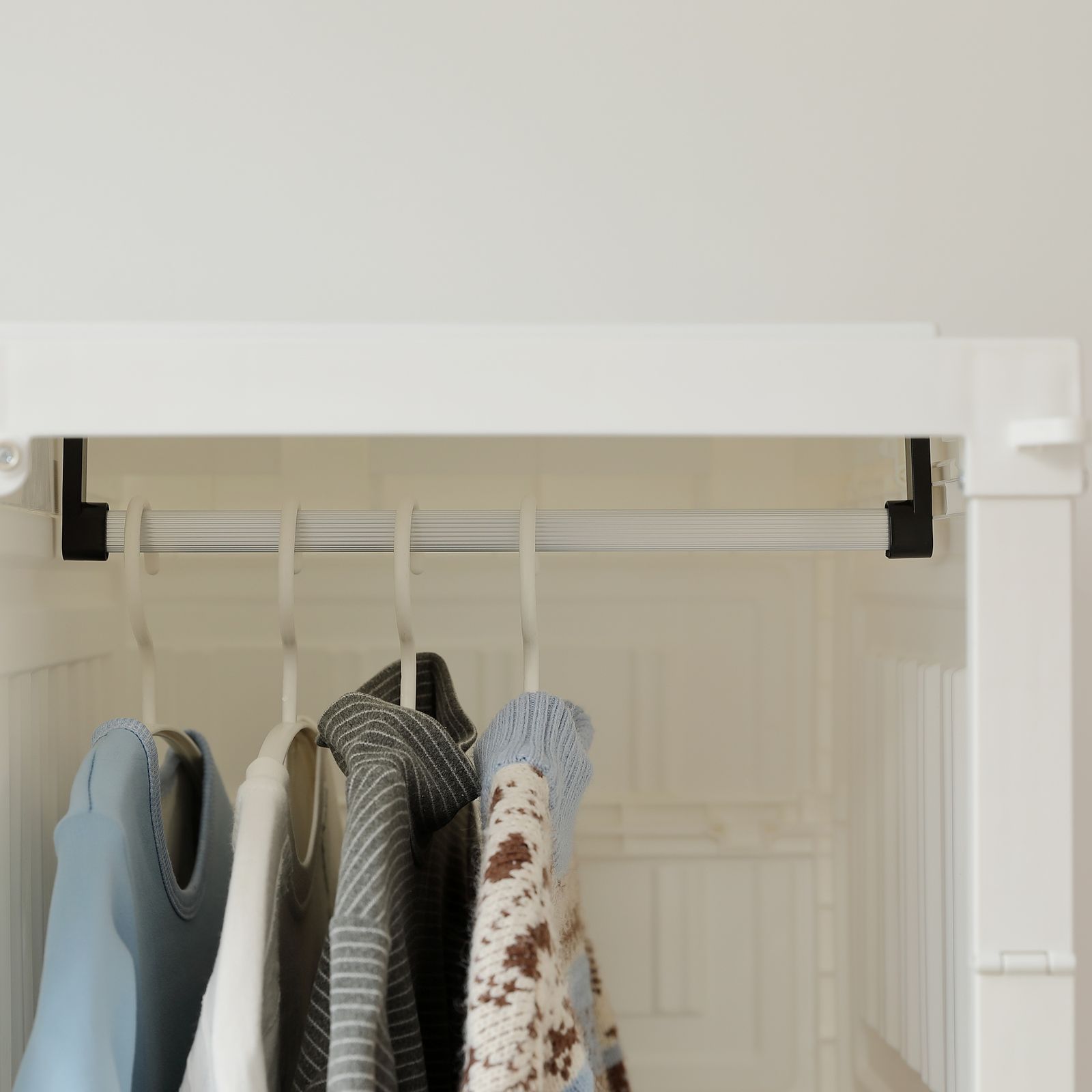 幅104*高さ136cm茶色透明扉】ワードローブ クローゼット 一体