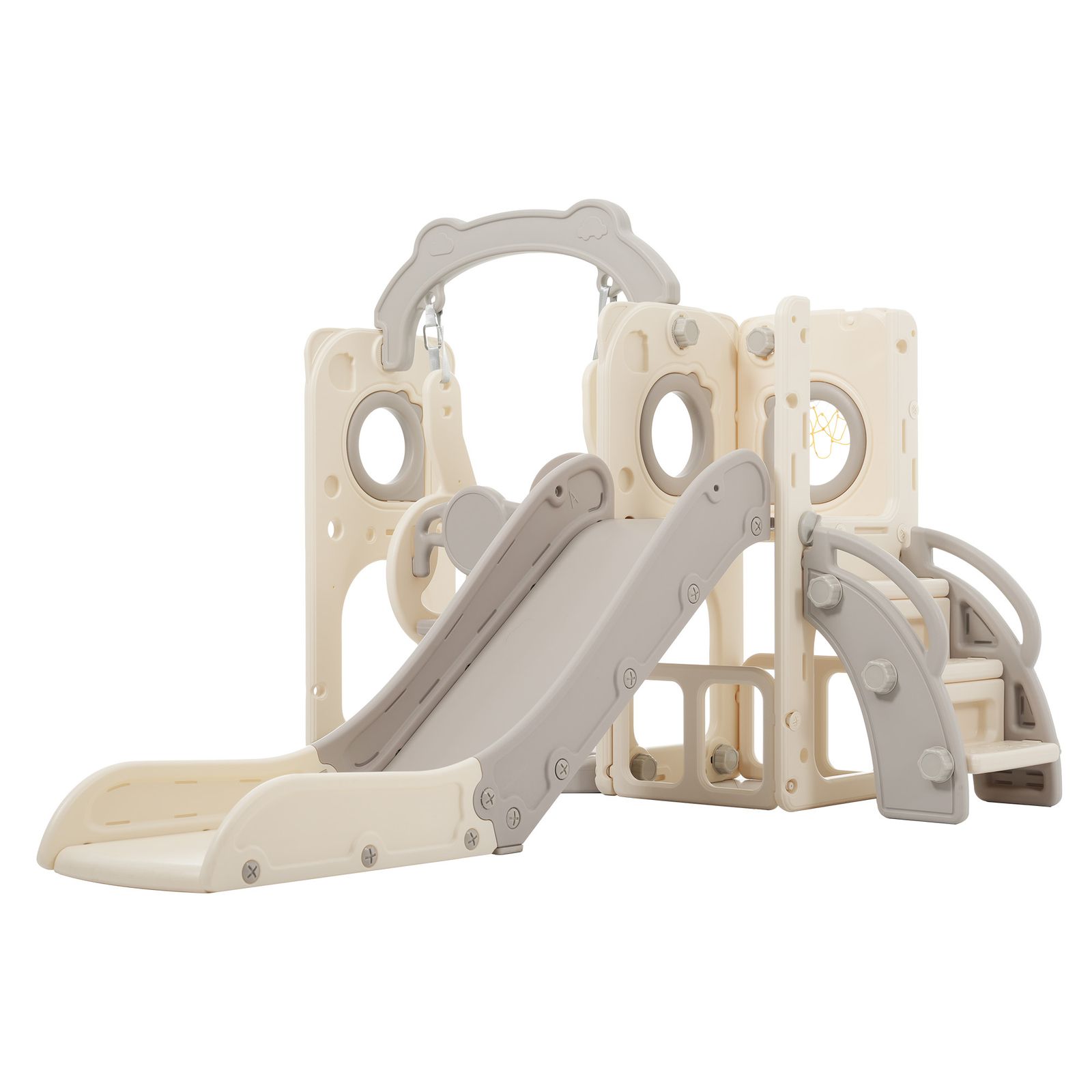 滑り台 すべり台 遊具 室内 ブランコ 折りたたみ 組立簡単 室内遊具 大型遊具 すべりだい スウィング キッズパーク バスケットゴール 屋内 家庭用 キッズ 男の子 女の子 グレー ホワイト