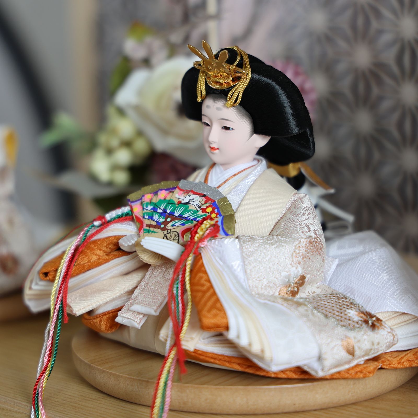 コンパクト収納雛飾りセット お名前旗