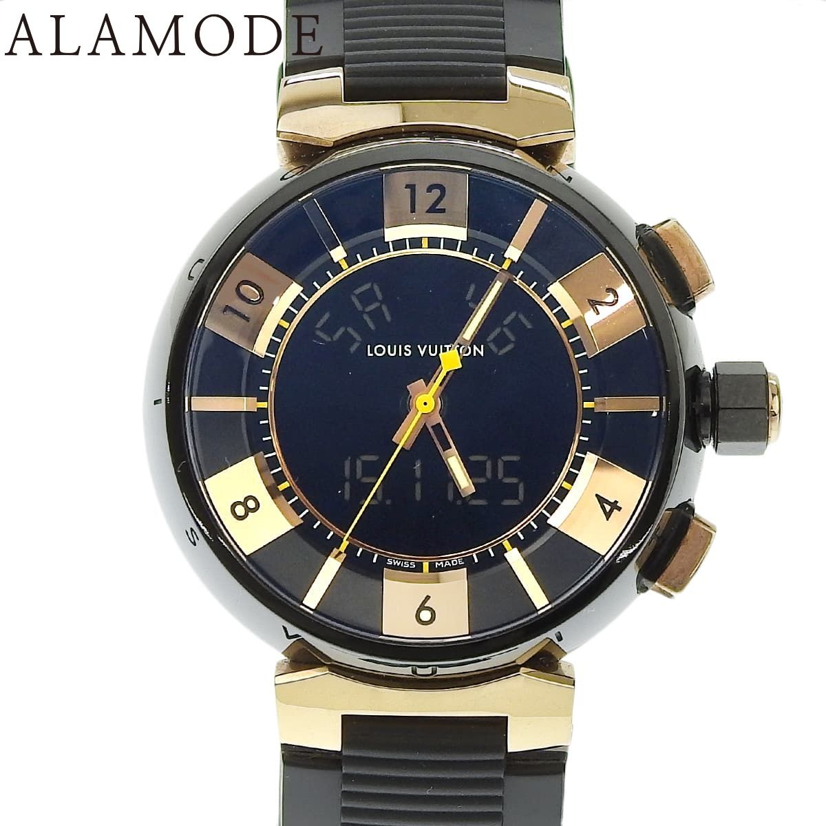 ルイ・ヴィトン タンブール イン ブラック ラウンド Q118N PG/SS