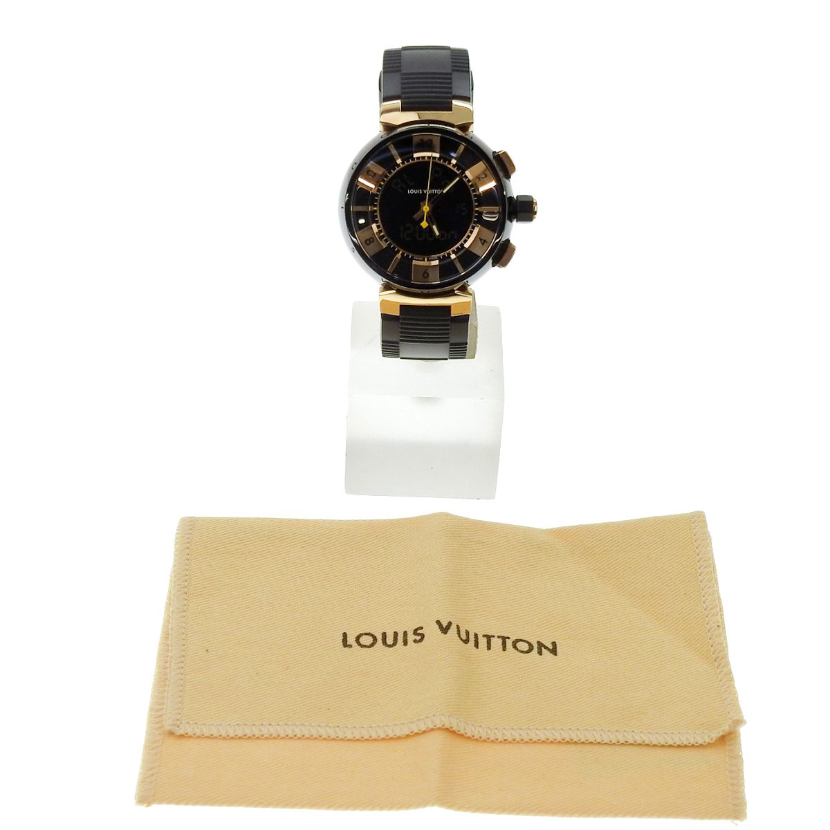 ルイ・ヴィトン タンブール イン ブラック ラウンド Q118N PG/SS