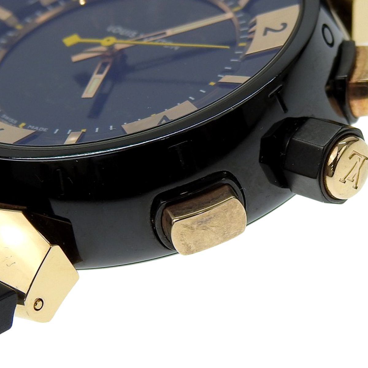 ルイ・ヴィトン タンブール イン ブラック ラウンド Q118N PG/SS