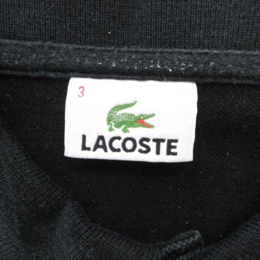 ラコステ LACOSTE ポロシャツ 半袖 3 M 鹿の子 ロゴ 黒 ブラック /AE