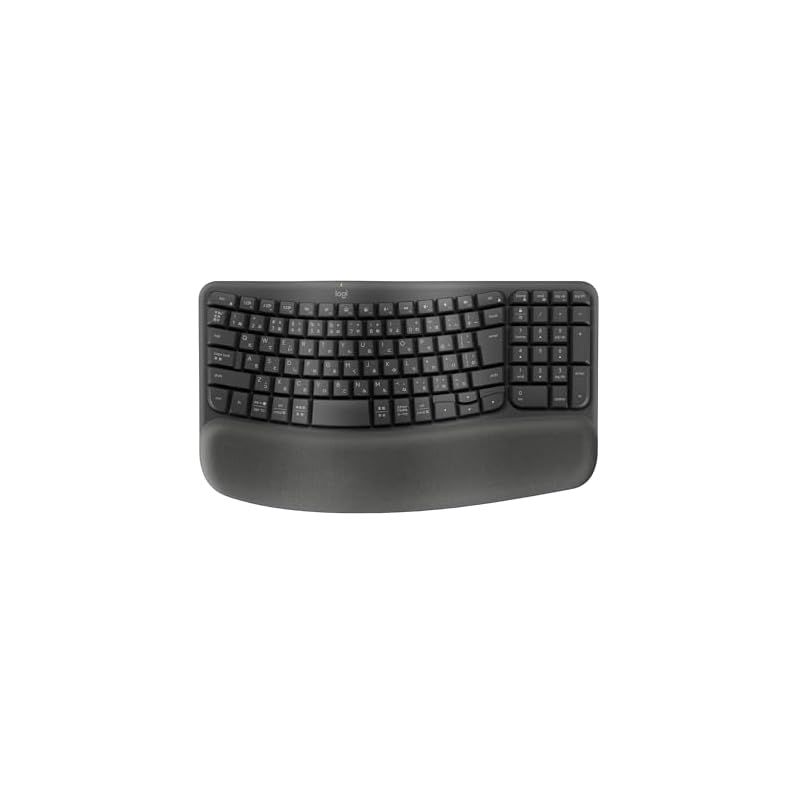ロジクール WAVE KEYS K 820 疲れにくい エルゴノミックキーボード Bluetooth Logi Bolt 日本語配列 ワイヤレスキーボード ワイヤレス 無線 テンキー パームレスト Windows Mac Chrome Android グラフ 1
