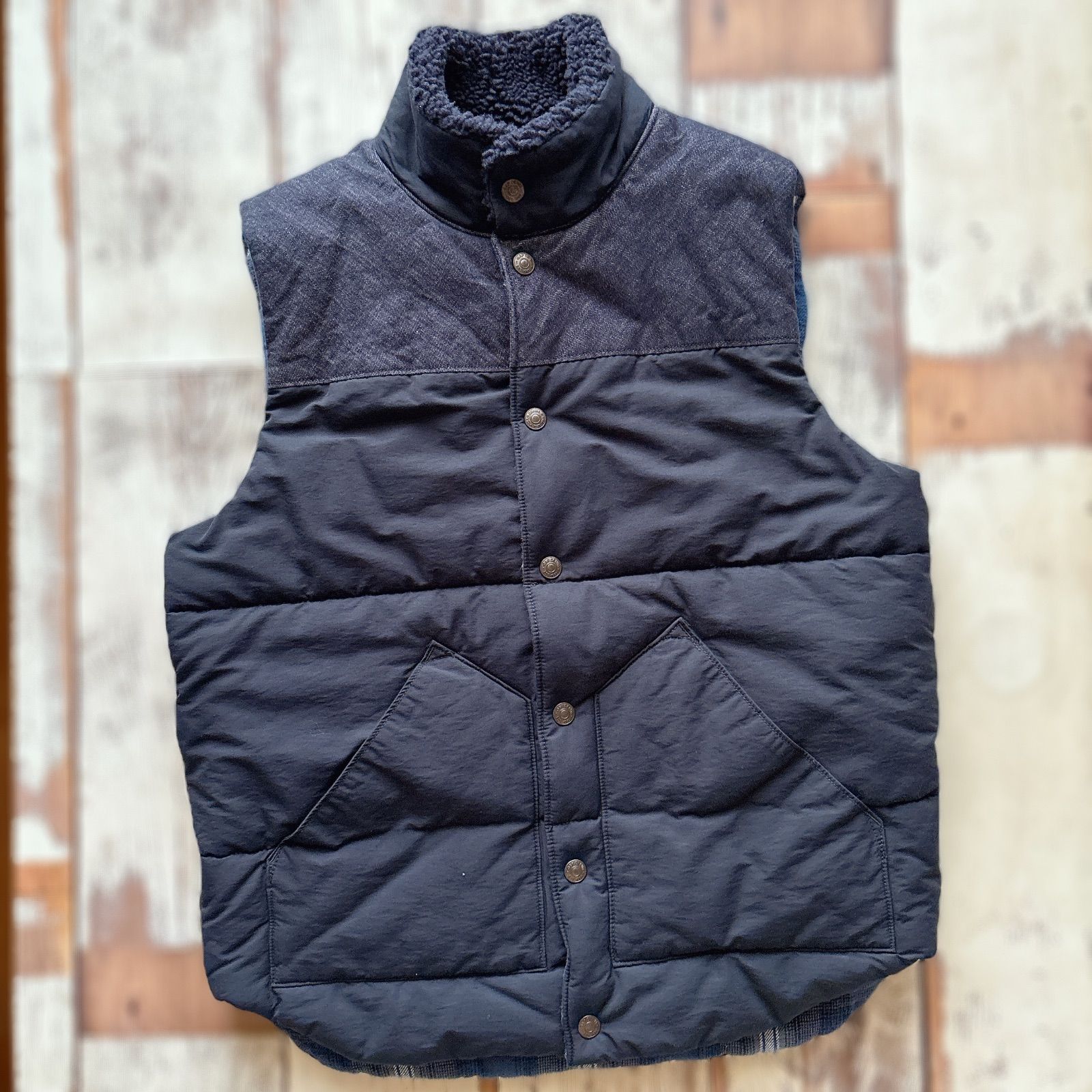 GAP ペンダルトン ダウンベスト メンズ Mサイズ ネイビー ボア襟 未