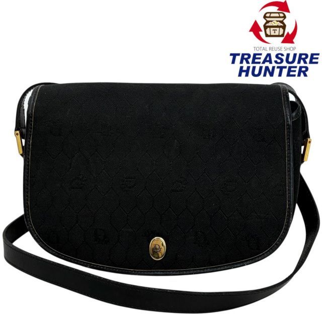 Dior ハニカム柄 ショルダーバッグ ブラック PVC×レザー ディオール