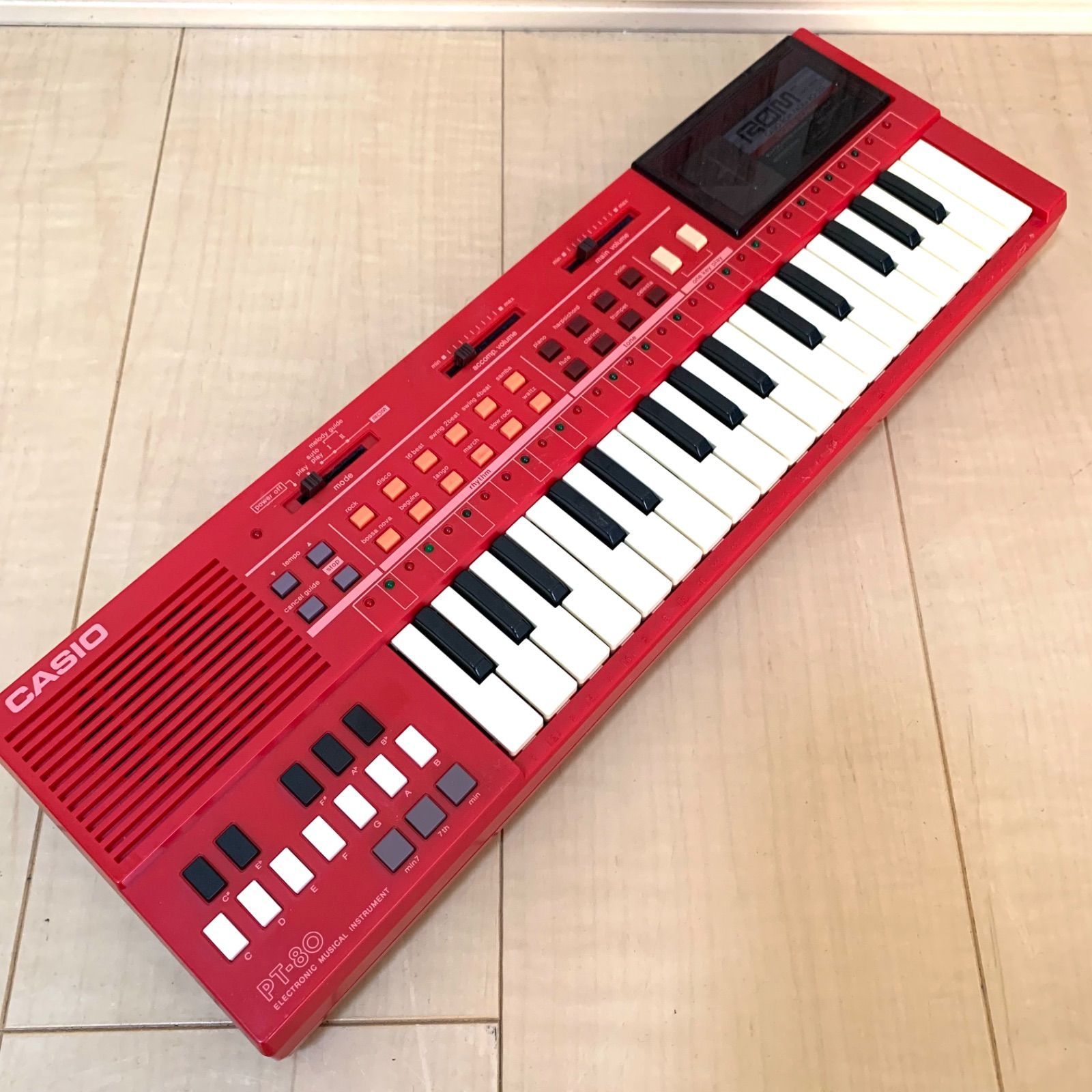 希少品、動作品】CASIO PT-80 赤 ポータブルキーボード /ROM PACK Ro