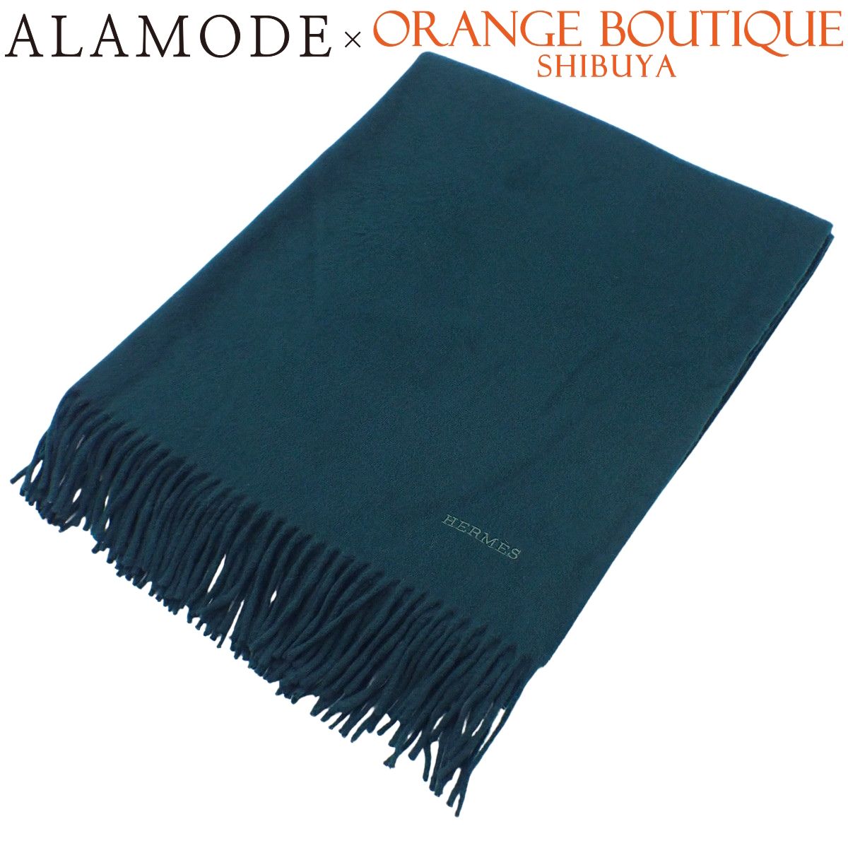 HERMES(エルメス) マフラー レクトヴェルソ ダークグリーン カシミヤ