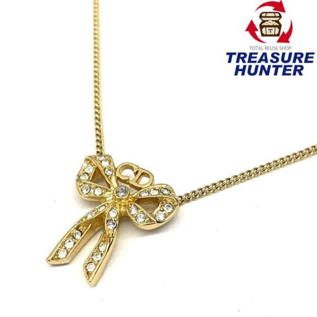 Christian Dior CDロゴ リボンモチーフ ネックレス ゴールドカラー