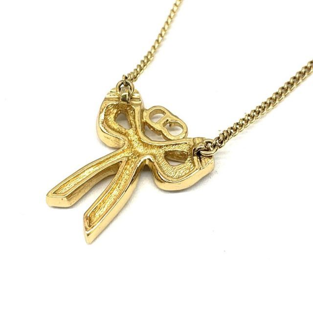 Christian Dior CDロゴ リボンモチーフ ネックレス ゴールドカラー