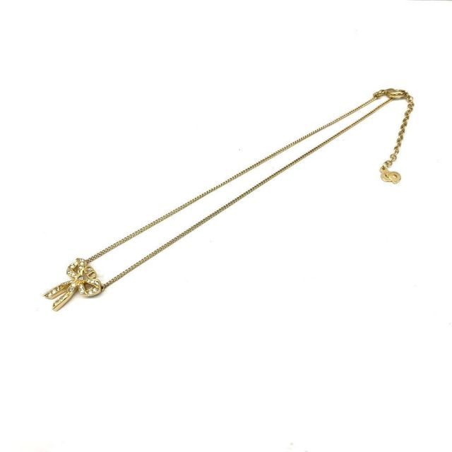 Christian Dior CDロゴ リボンモチーフ ネックレス ゴールドカラー