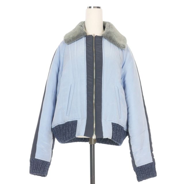 【中古】アカネウツノミヤ AKANE UTSUNOMIYA 襟ファー 中綿ブルゾン ジャケット 36 ブルー 青 WAK-FJ47-2005 アカネウツノミヤ AKANE UTSUNOMIYA バイカラー 襟ファー ブルゾン