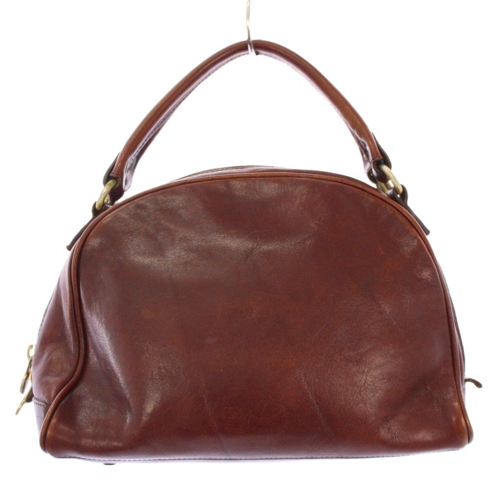 ヒロフ HIROFU ハンドバッグ レザー Hロゴ ワンカラー 茶 ブラウン /BB