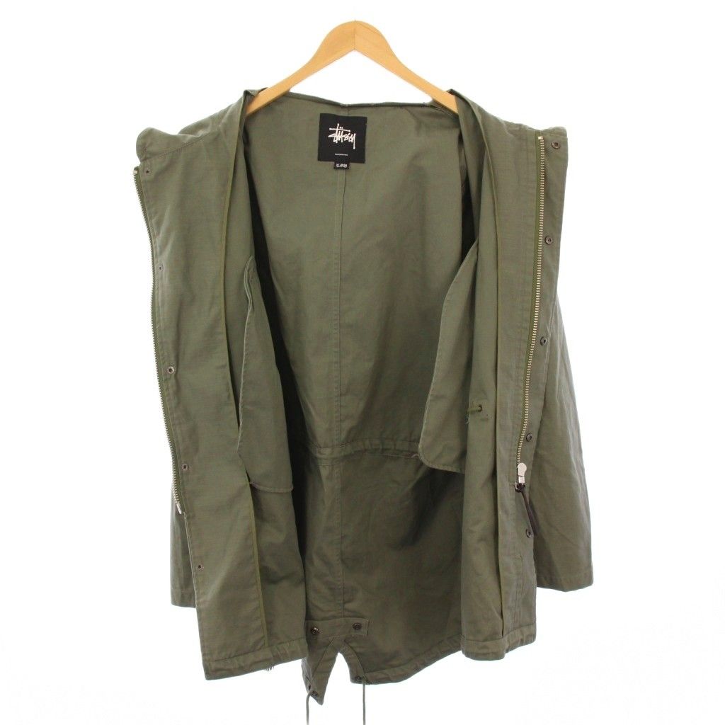 超希少✨STUSSY モッズコート ロングコート 2way プリント カーキ L 超希少✨STUSSY モッズコート ロングコート 2way プリント カーキ L