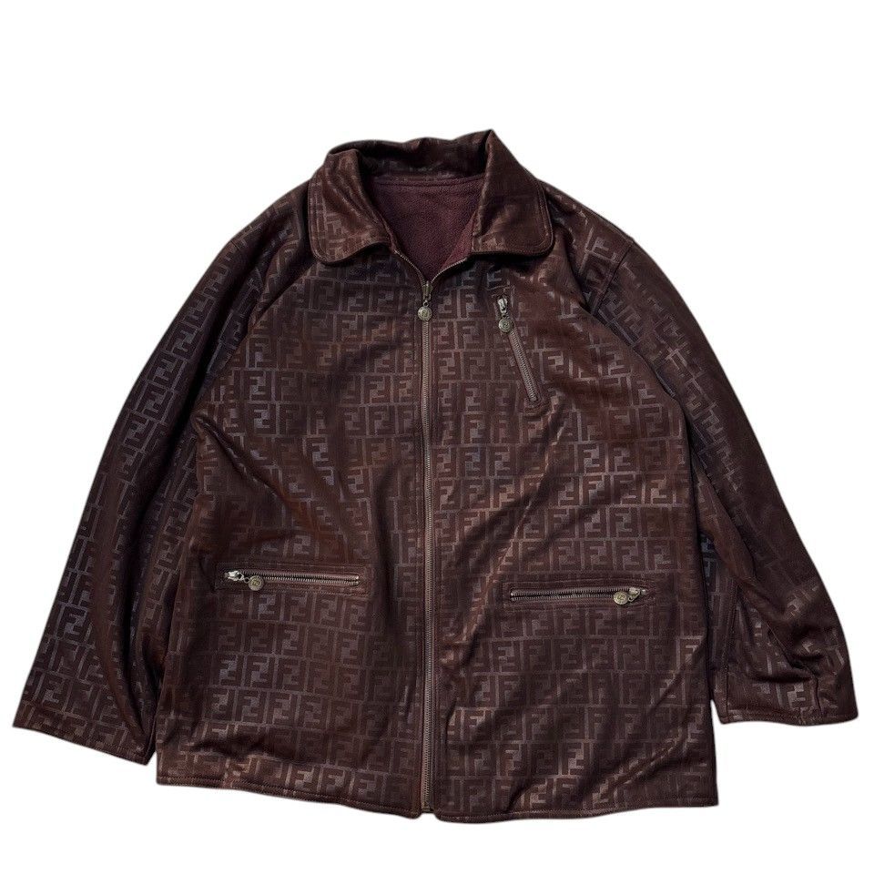 希少 90s FENDI フェンディ ズッカ柄 リバーシブル フリースジャケット