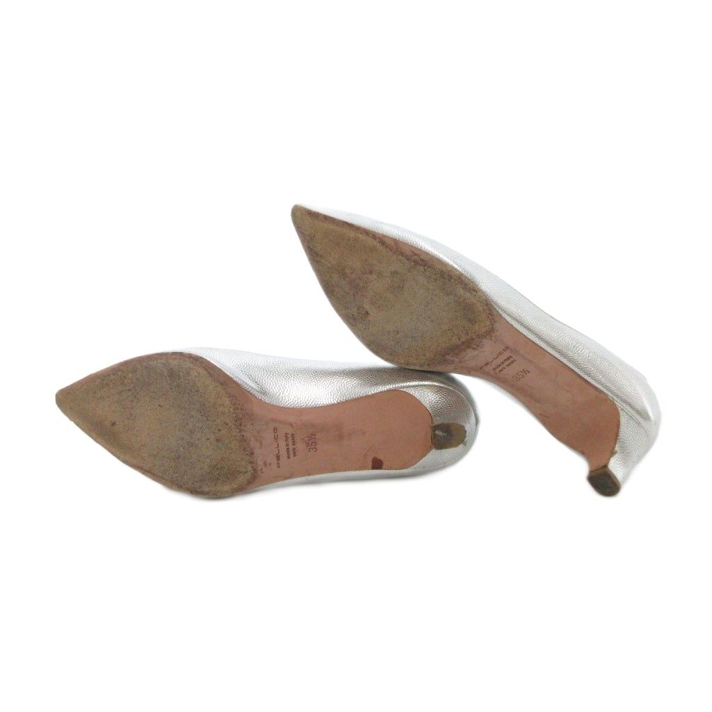 【美品】PELLICO ANELLI ポインテッドトゥ　シルバー　ヒールパンプス ペリーコ PELLICO ANELLI アネッリ ポインテッドトゥ パンプス 型押