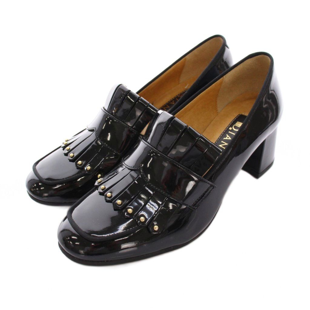 ダイアナ DIANA インステップパンプス ローファー エナメル 23.5cm 黒