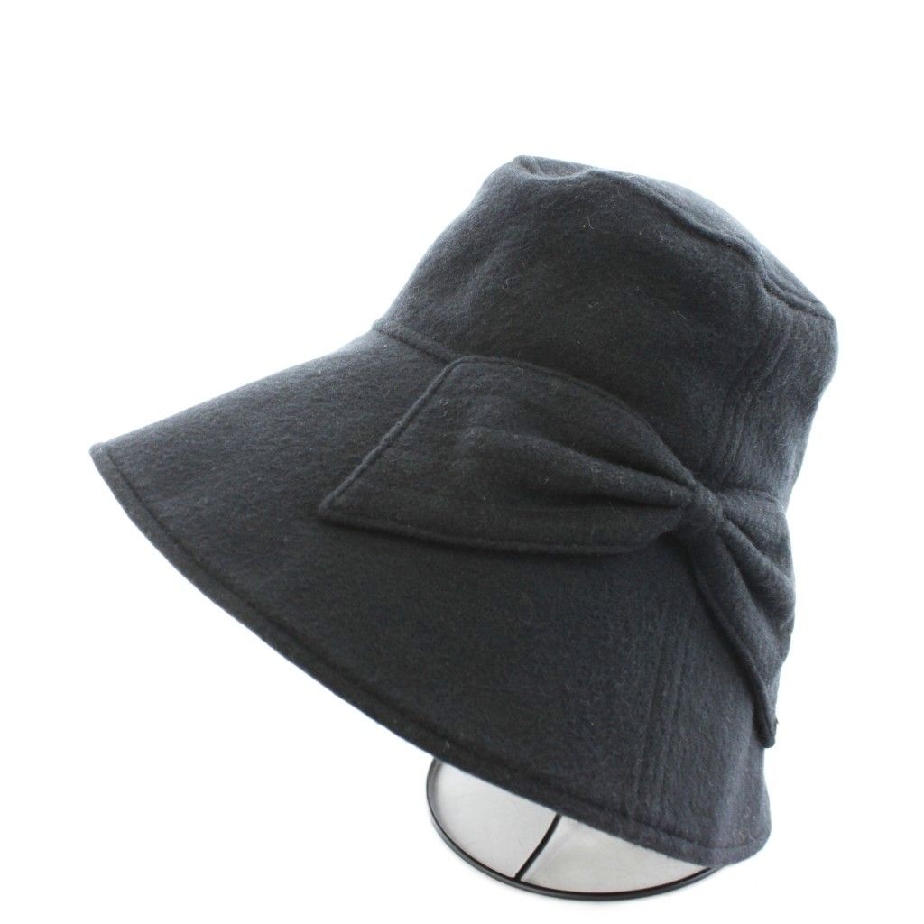 アシーナ ニューヨーク Athena New York ハット 帽子 リボン ウール 黒