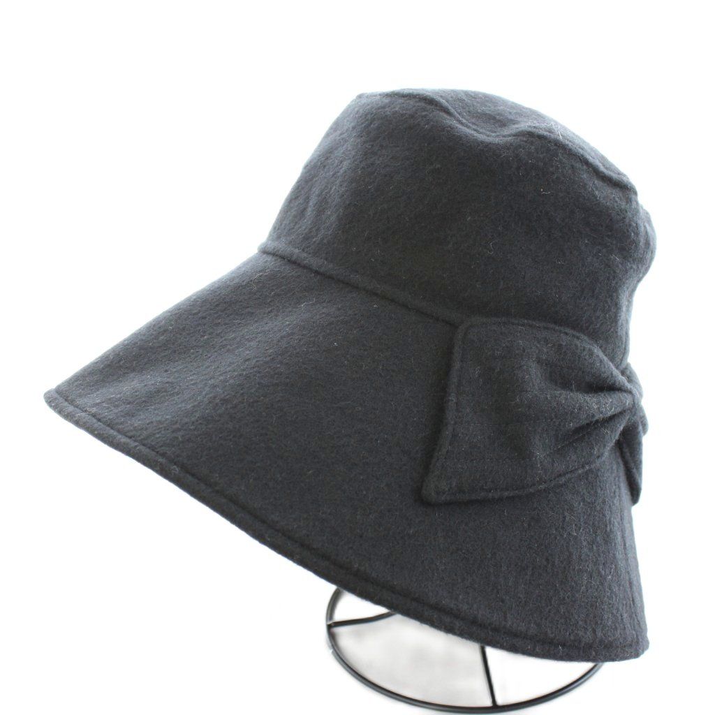 アシーナ ニューヨーク Athena New York ハット 帽子 リボン ウール 黒