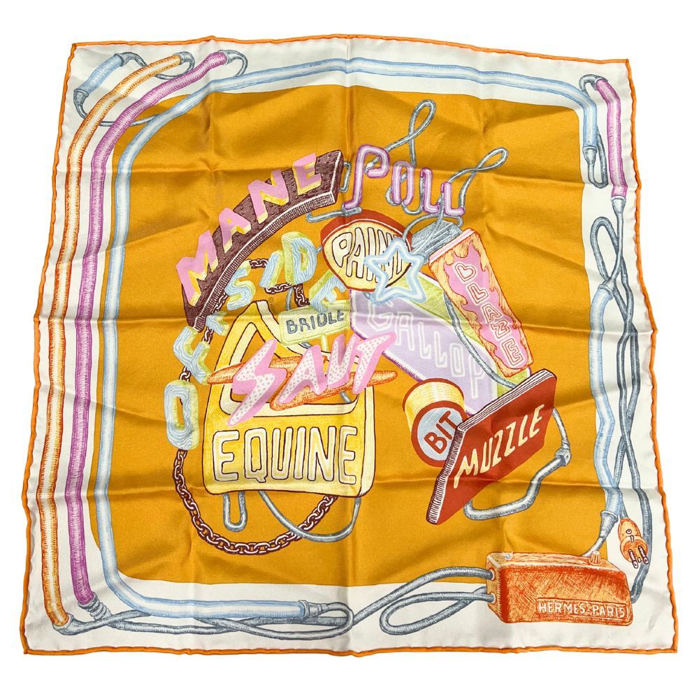 HERMES エルメス 23SS シルク スカーフ カレ45 Chevaloscope Neon