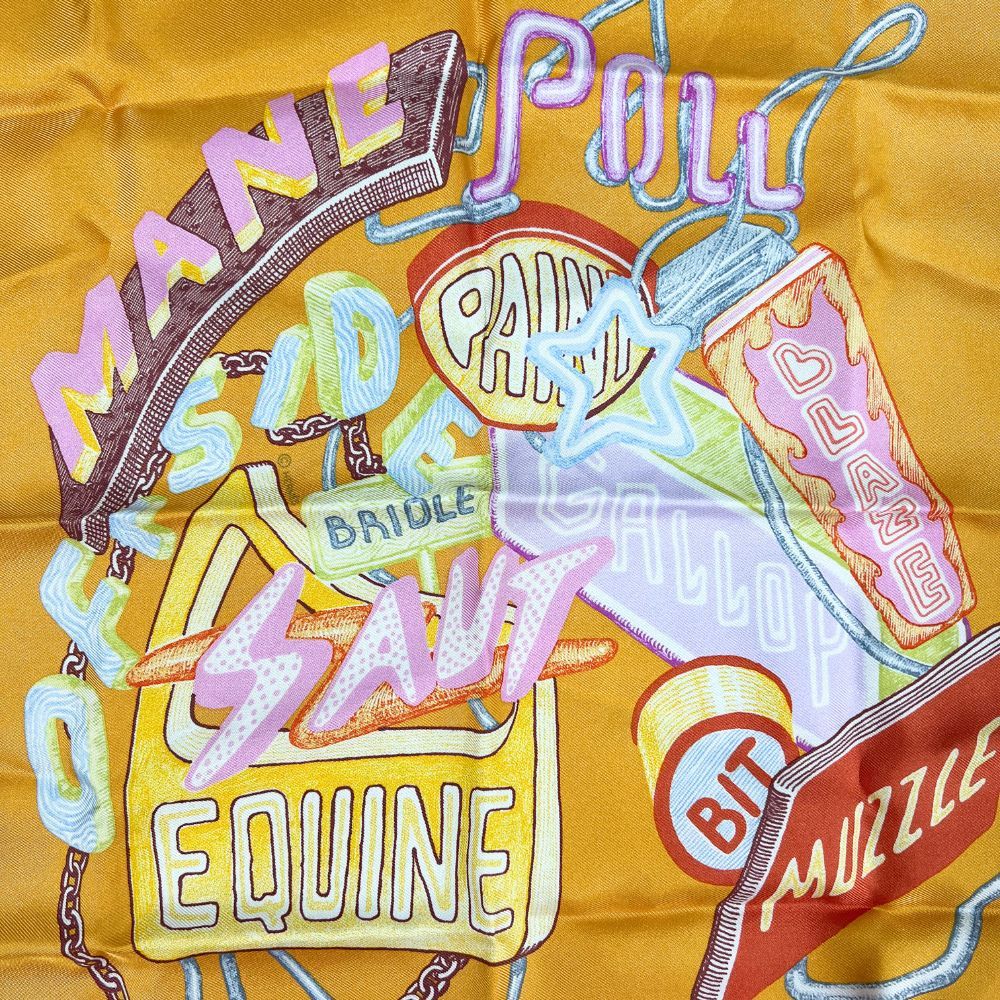 HERMES エルメス 23SS シルク スカーフ カレ45 Chevaloscope Neon