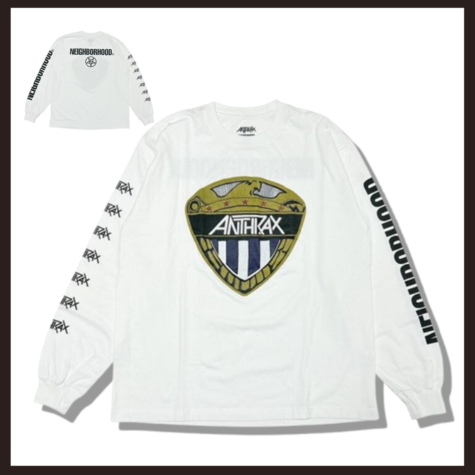 新品未使用！定価以下！ネイバーフッド × アンスラックス コラボTシャツ XL 新品 未使用 NEIGHBORHOOD アンスラックスコラボ ロンT 長袖 ホワイト