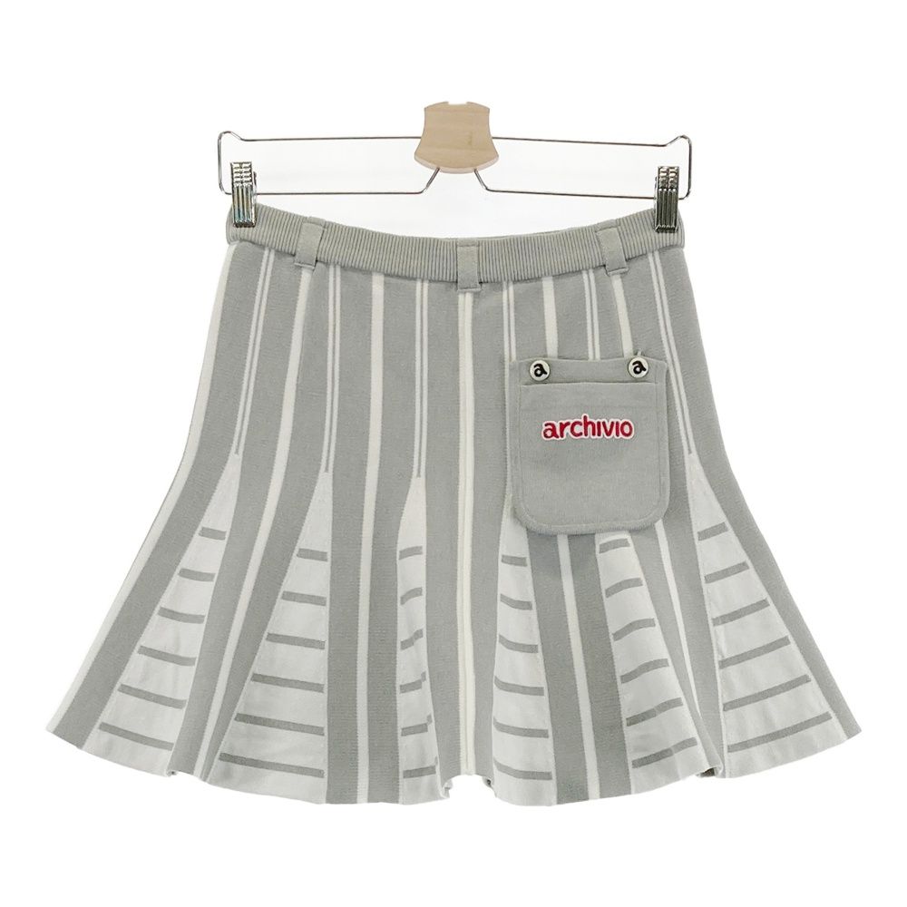 サイズ：38 ARCHIVIO アルチビオ ニット スカート ストライプ柄 グレー