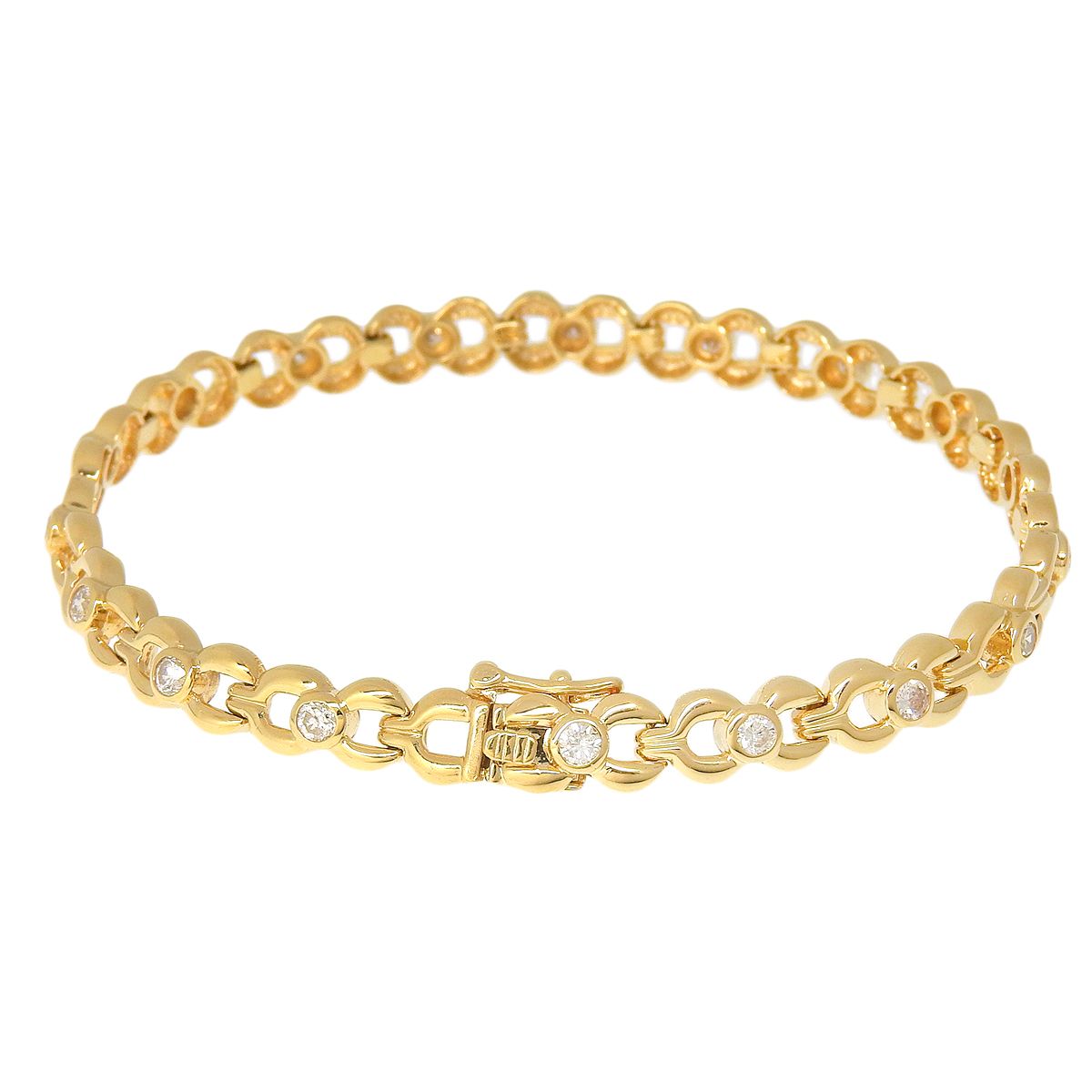 【中古】ダイヤモンド ゴールドブレスレット テニスブレスレットフルエタニティーダイヤモンド1.00カラットK18