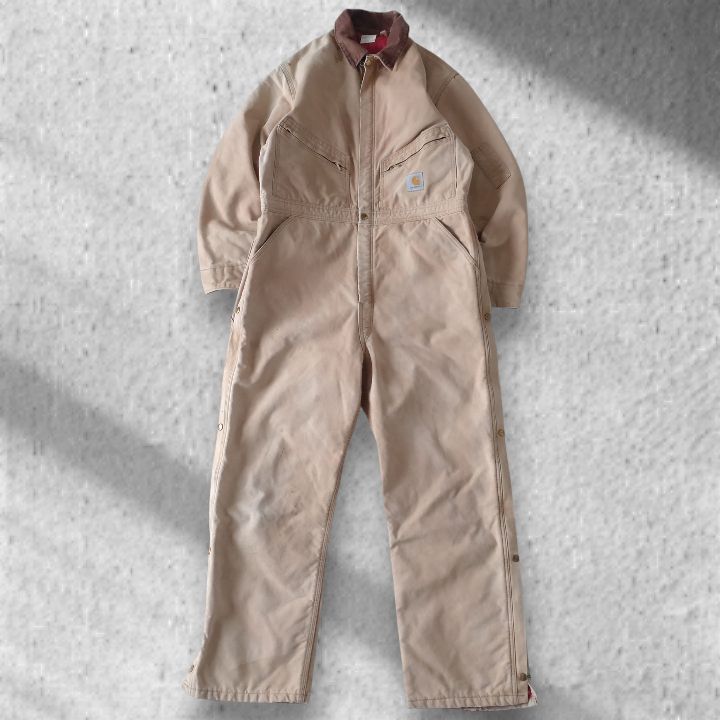□古着 Carhartt カーハート USA製 ダック地 つなぎ カバーオール 中綿