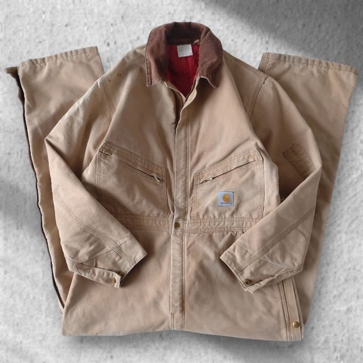 古着 Carhartt カーハート ダック地 つなぎ カバーオール 中綿ナイロンキルティングライナー 44 R 実寸W 42 L 29 A 1559