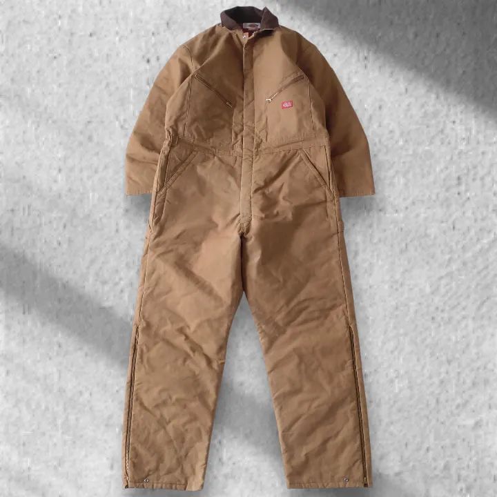 古着 Dickies ディッキーズ ダック地 つなぎ カバーオール 中綿ナイロンキルティングライナー TALON 46 48 R 実寸 W L 31 A 1560
