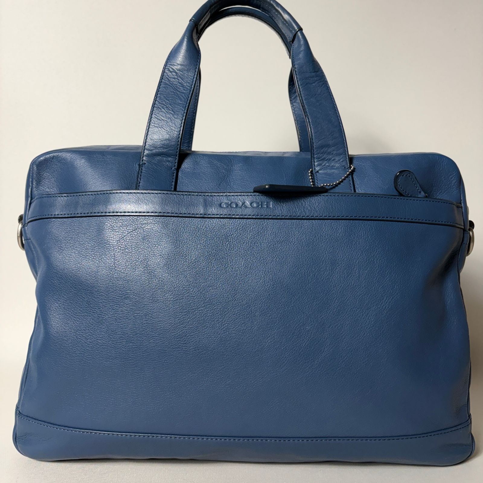 2509-369｜美品｜コーチ 2WAYビジネスバッグ レザー ブルー - メルカリ