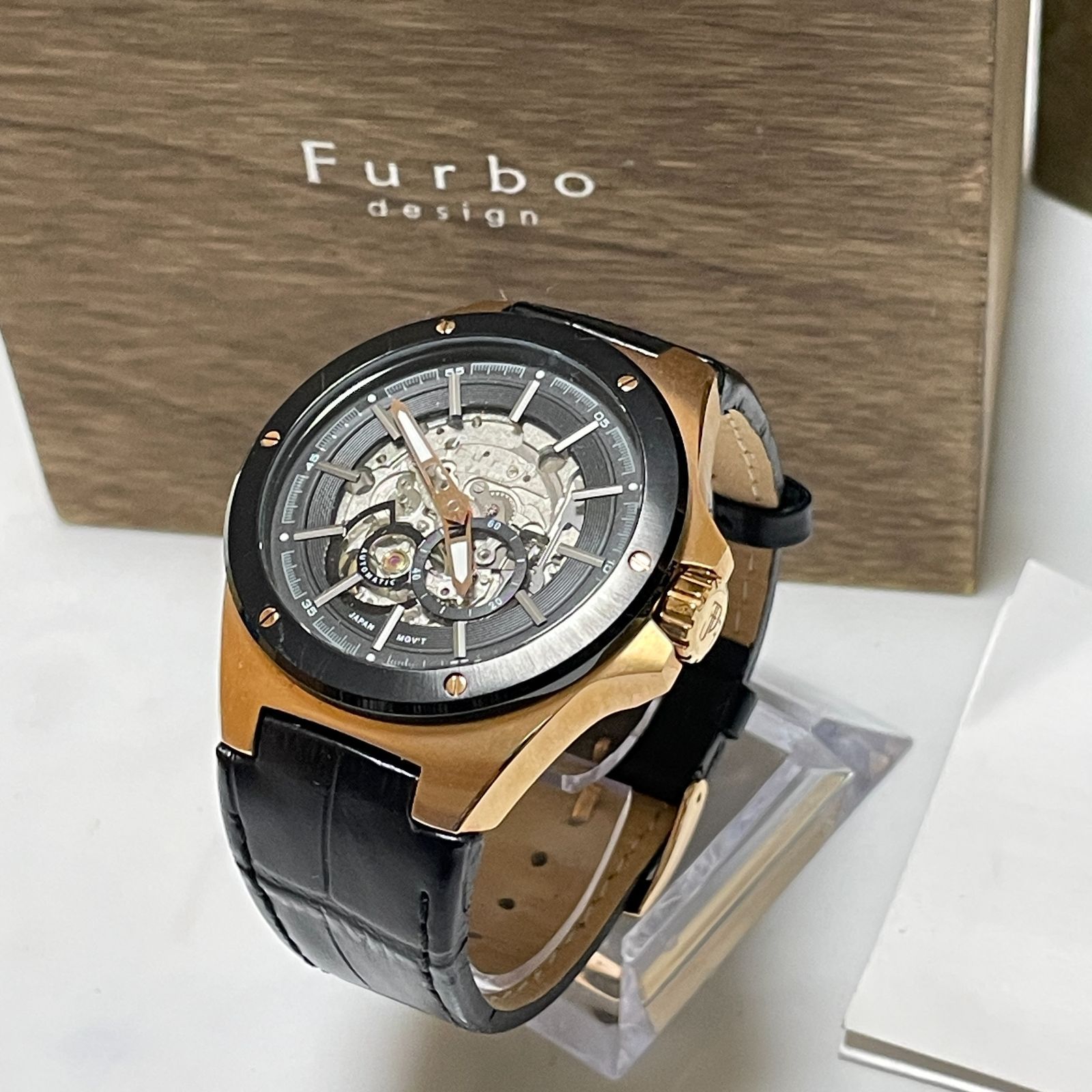 稼働品 フルボ Furbo design 自動巻き メンズ 腕時計 F2501 PBKBK #280