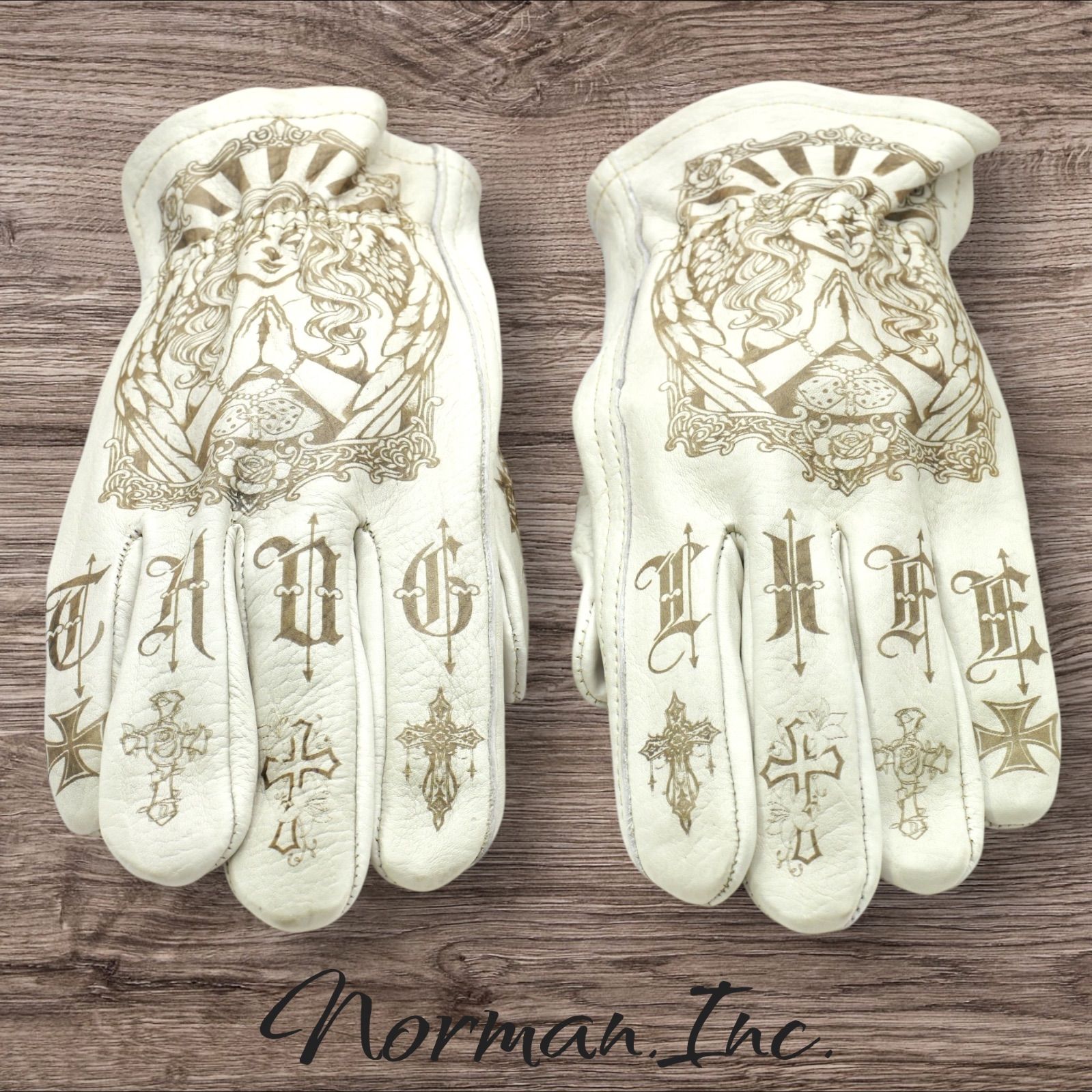 牛革 レザーグローブ ホワイト 白 アメリカン バイク ハーレー