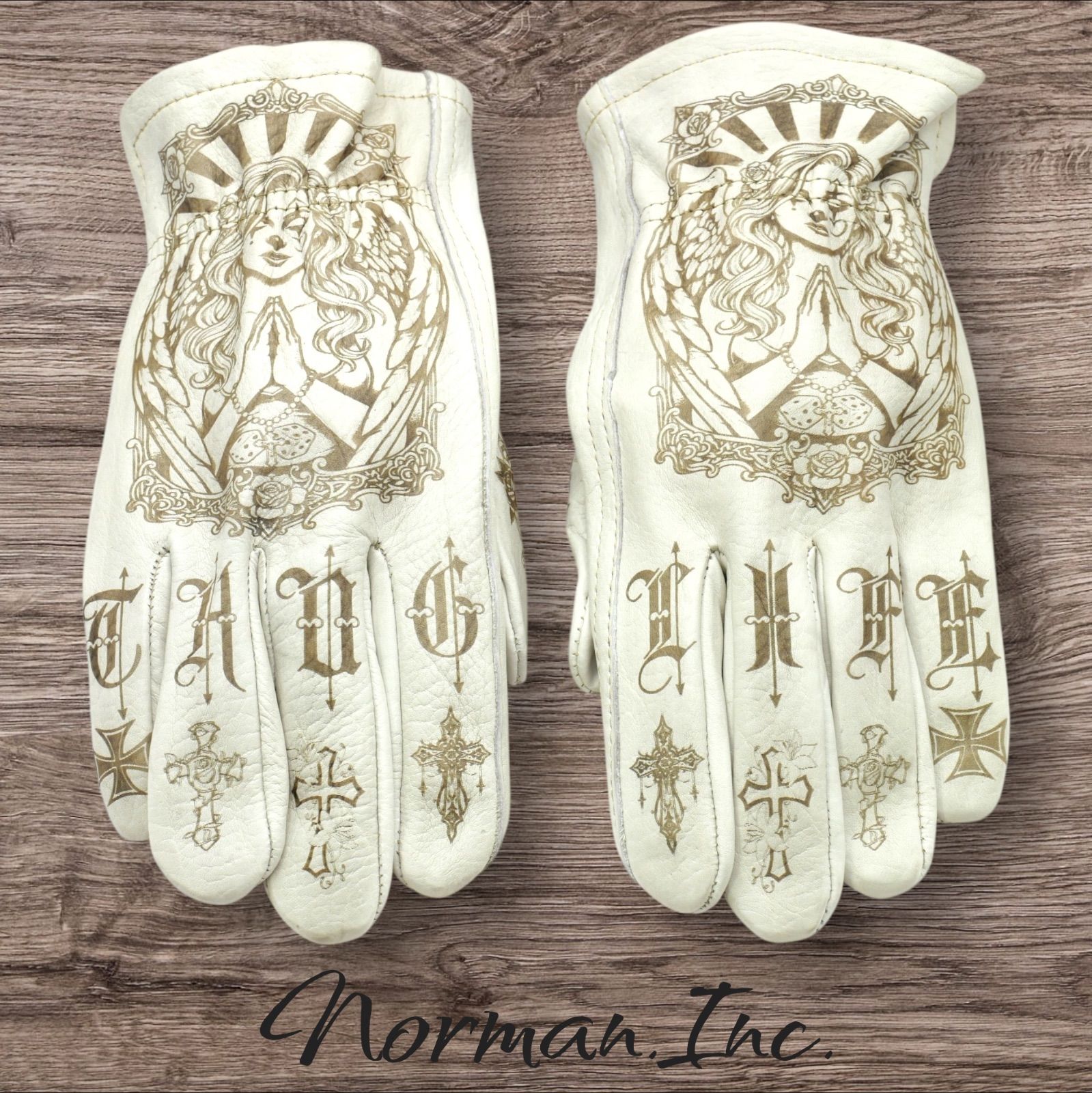 牛革 レザーグローブ ホワイト 白 アメリカン バイク ハーレー