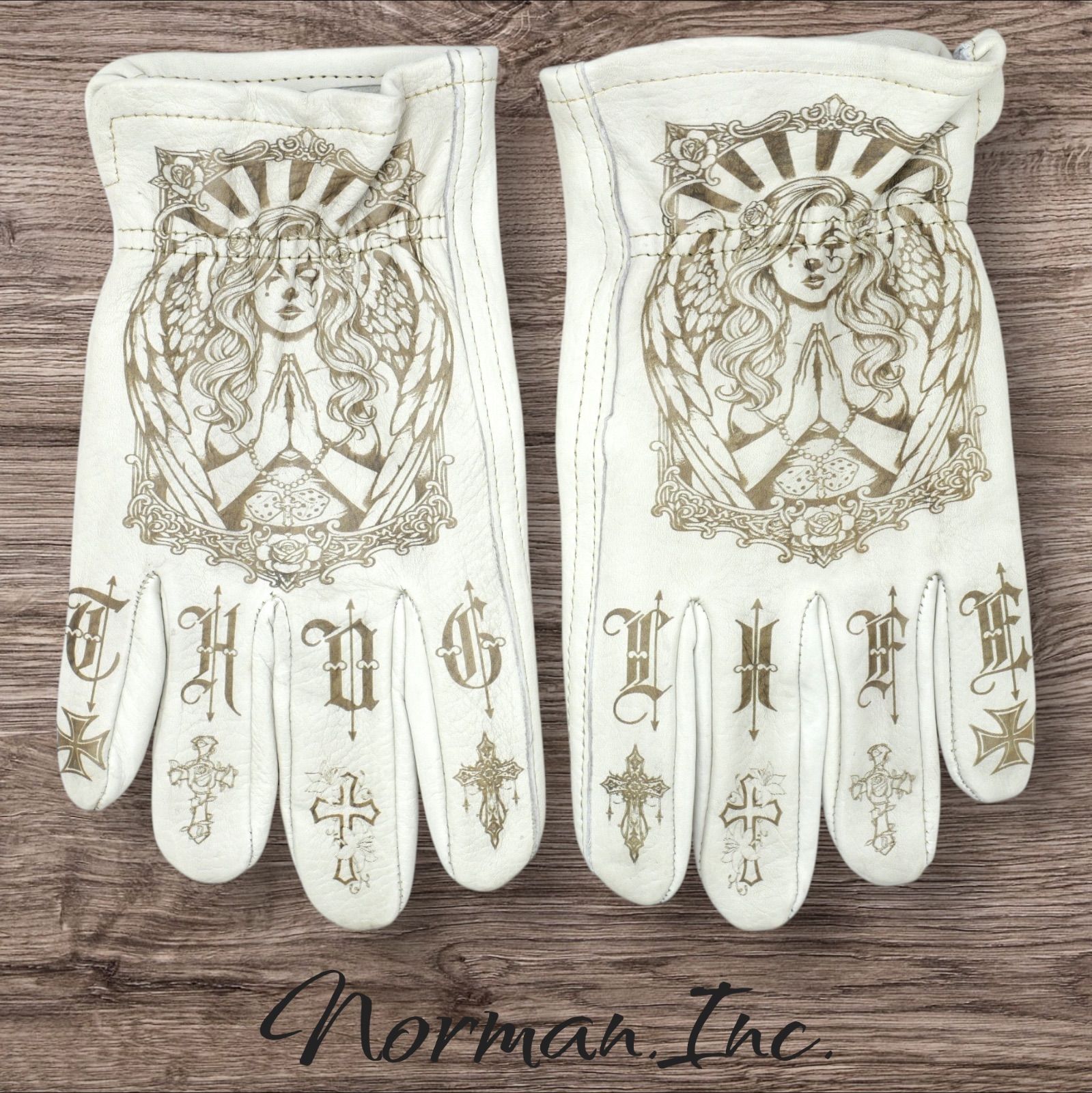 牛革 レザーグローブ ホワイト 白 アメリカン バイク ハーレー