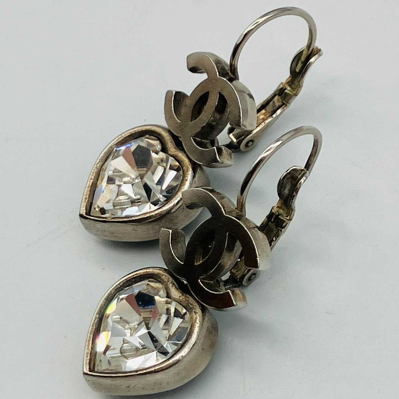 ◇ CHANEL / シャネル ココマーク ハート ラインストーン フックピアス