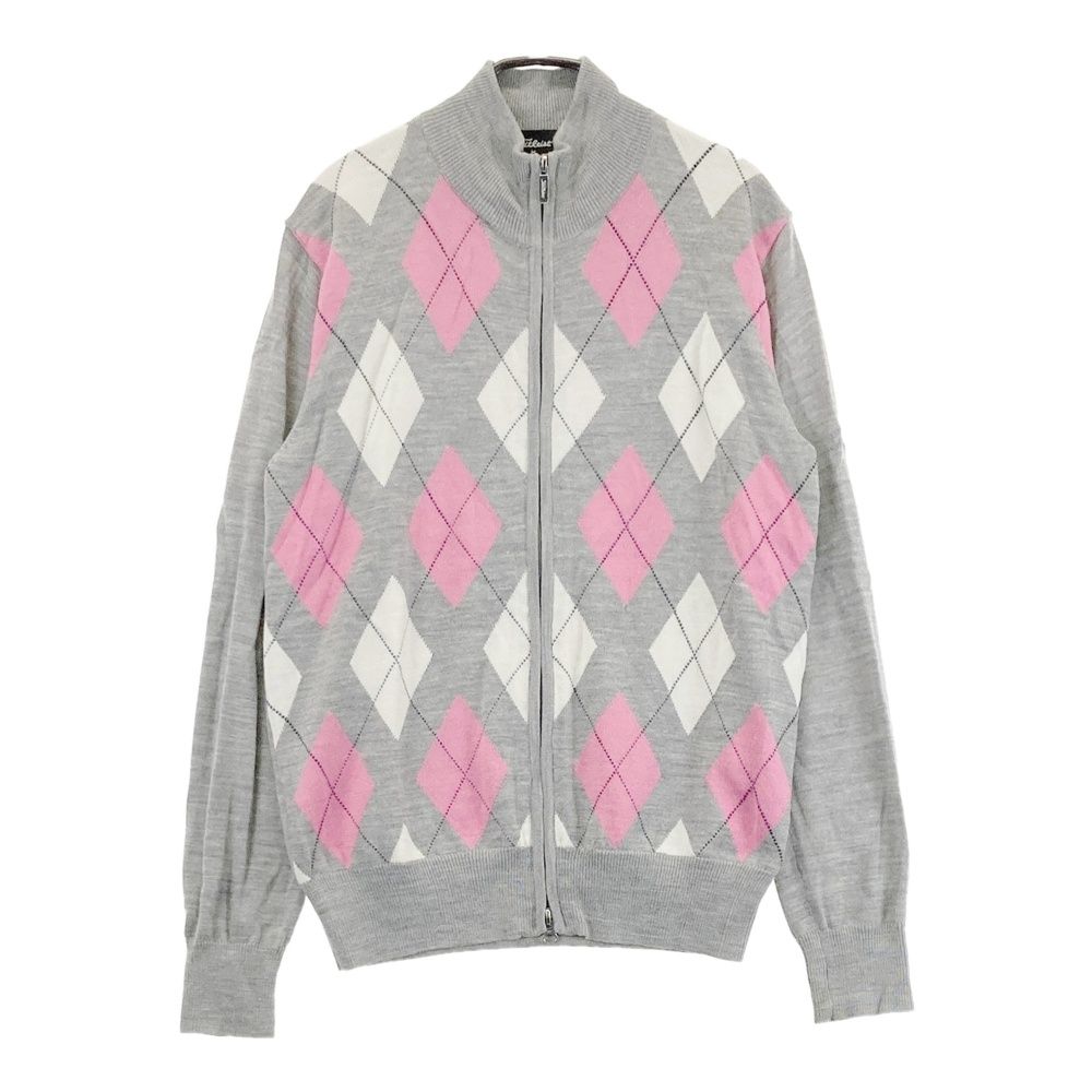 サイズ：M TITLEIST タイトリスト 蓄熱 ニットジャケット アーガイル柄