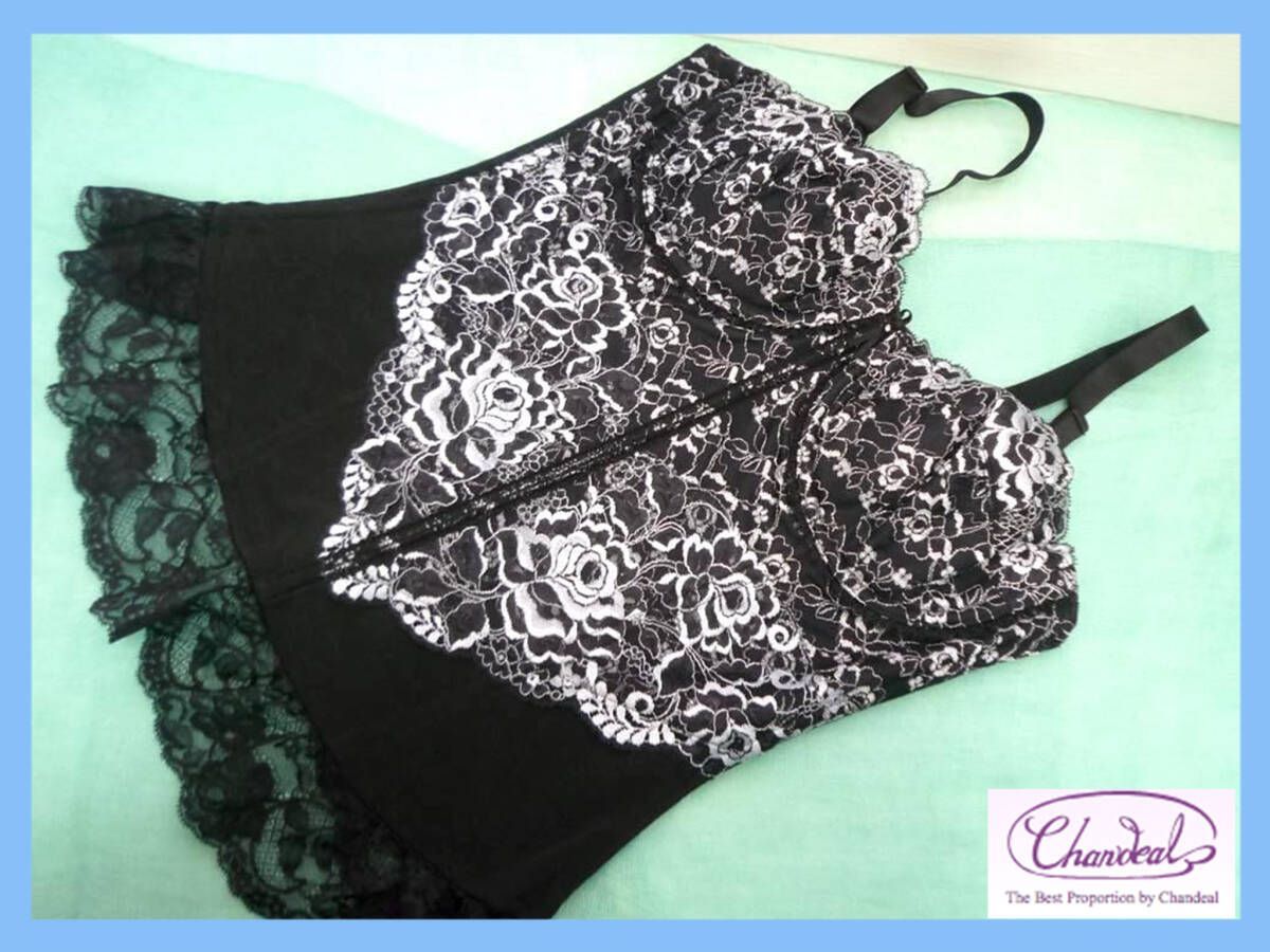 定価55000円 最 補正下着 シャンデール シャルム スリーインワン C 85 パールブラック リバーレース Wライン補整7本ボーン NP 10