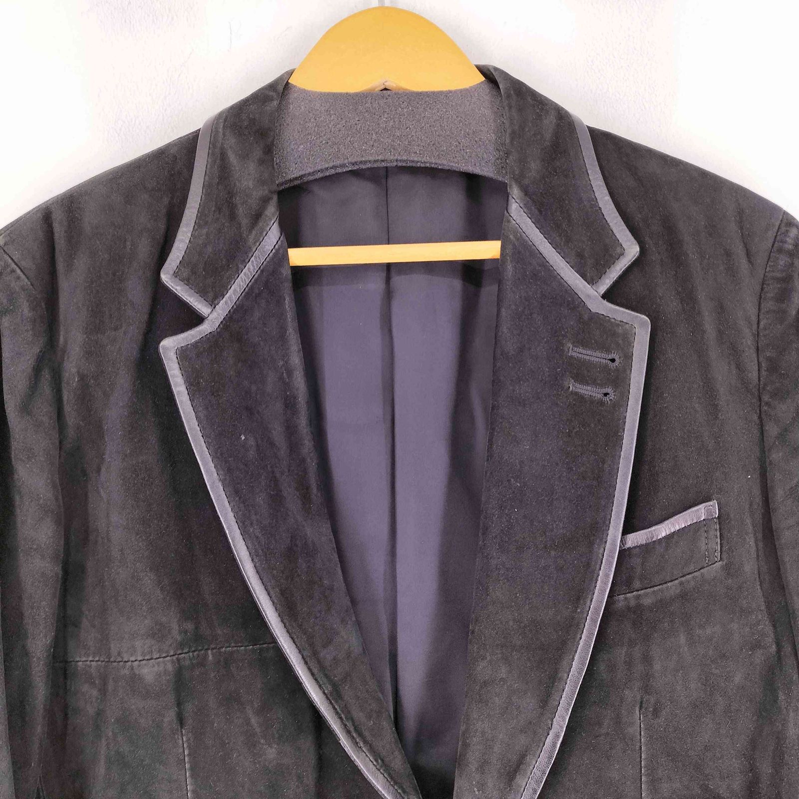 PS Paul Smith 羊革 テーラードジャケット 裏地総柄 M ブラック PS