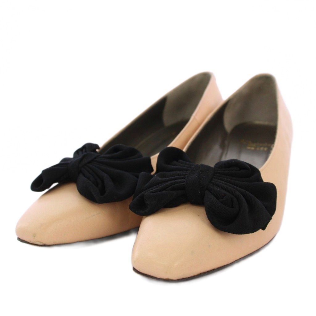 DIOR リボンパンプス　ベージュ クリスチャンディオール Christian Dior パンプス チャンキーヒール