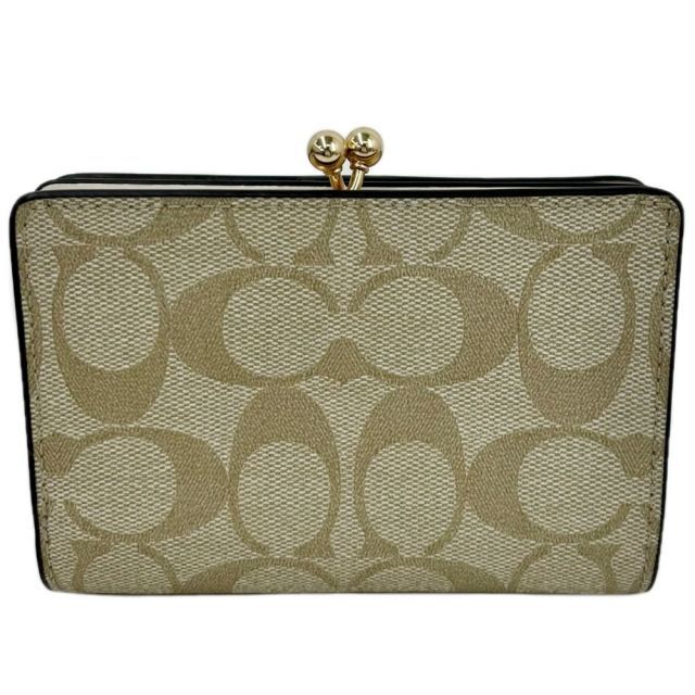 COACH PVCシグネチャー キスロックミディアムウォレット C8724 ライト