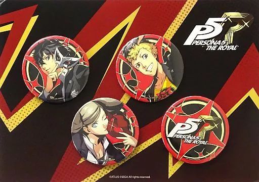 中古】バッジ・ピンズ 主人公＆坂本竜司＆高巻杏＆タイトルロゴ 缶