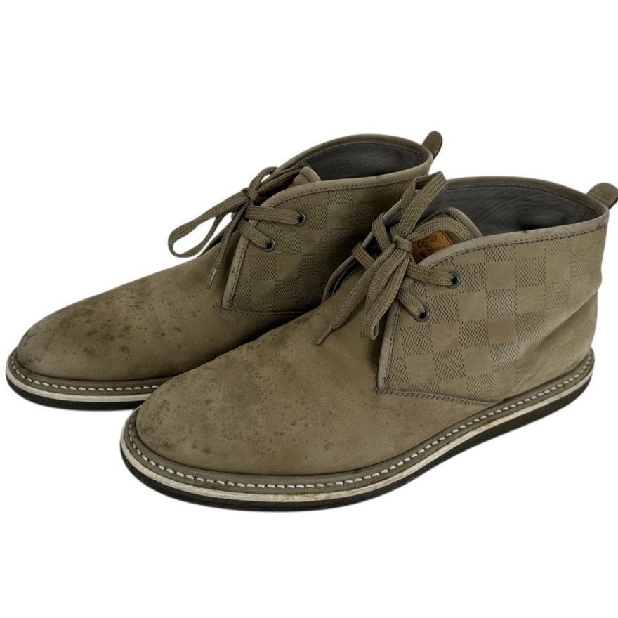 LOUIS VUITTON ルイヴィトン スエードチャッカブーツ ダミエ メンズ 7 約27 cm B 9356