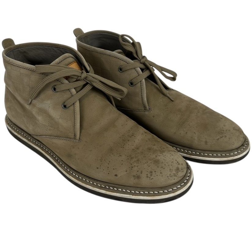 LOUIS VUITTON ルイヴィトン スエードチャッカブーツ ダミエ メンズ 7 約27 cm B 9356