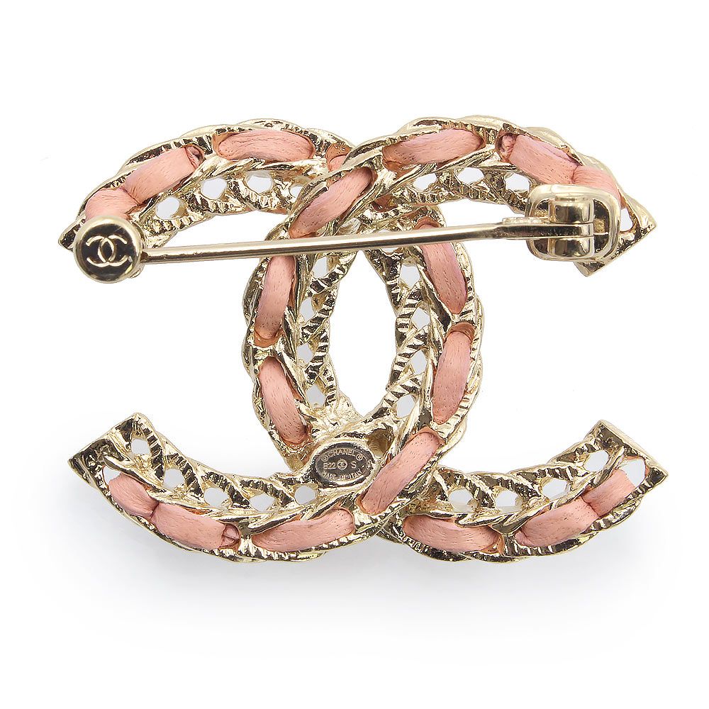 シャネル ココマーク チェーン ブローチ メタル ラムスキン レザー