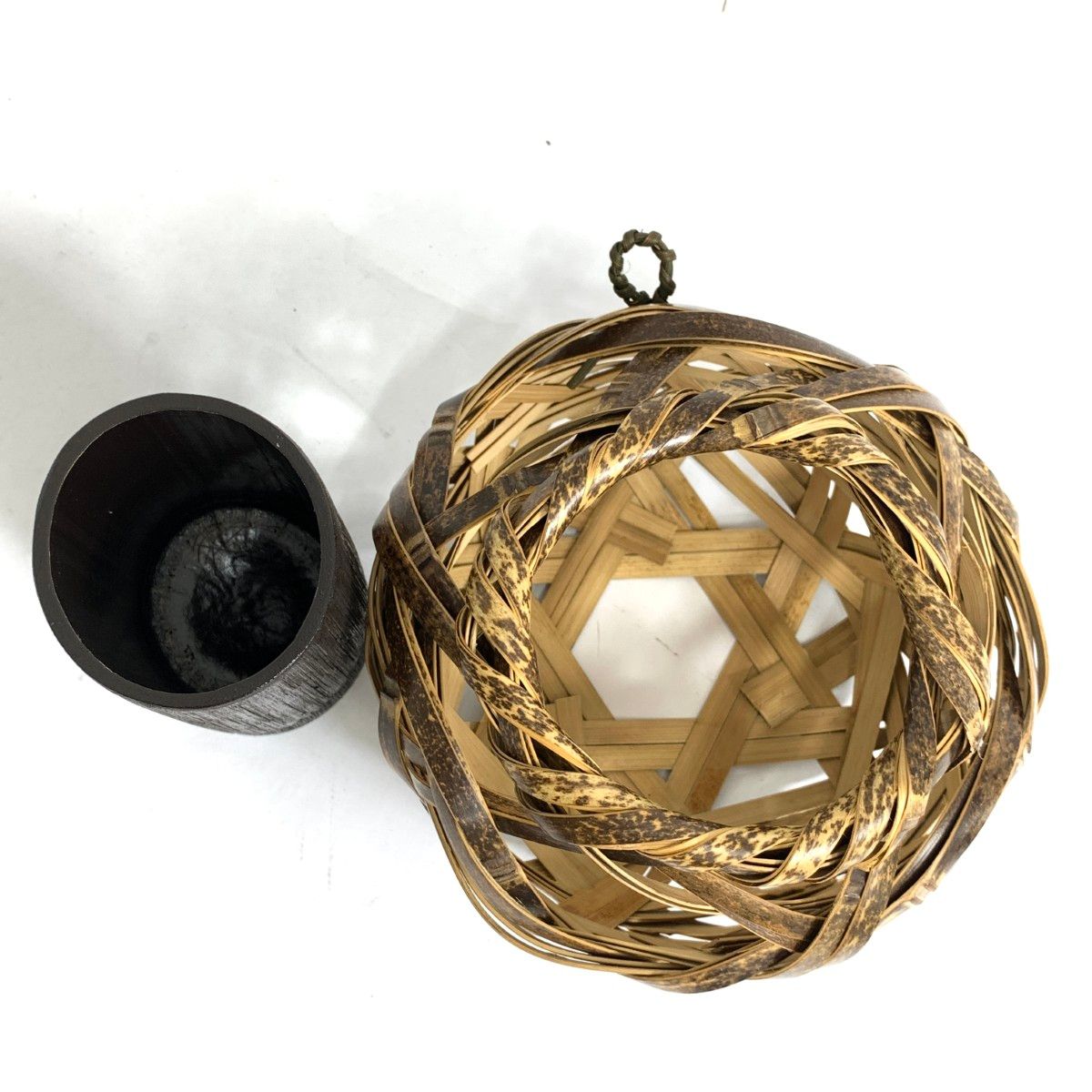 白石白雲斎 竹細工 華籃/花籠/花篭/花器  竹工芸      / 240001173836 美術品・アンティーク・コレクション 白石白雲斎 竹細工 華籃/花籠