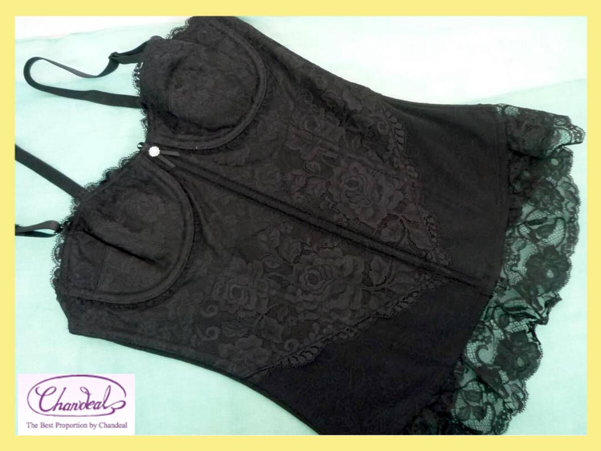 定価55000円 最 補正下着 シャンデール シャルム スリーインワン B 80 ブラック リバーレース Wライン補整 7本ボーン _NP 7