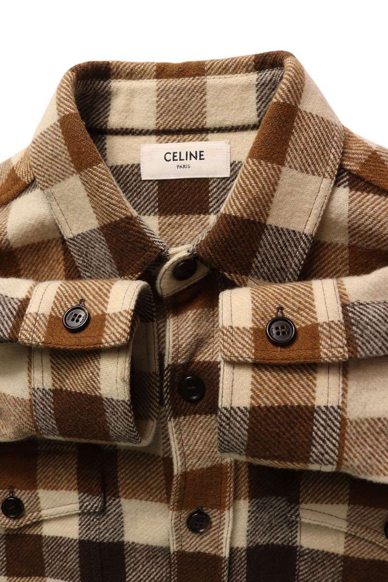 セリーヌ 2C510943L チェックルーズウール長袖シャツ メンズ 37 - メルカリ